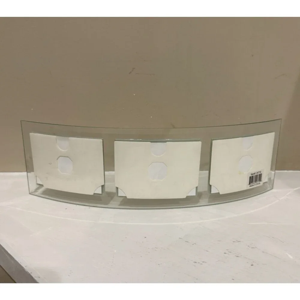 Curved Glass Triple Picture Frame 3 Photo Beveled Silver Desk Mantel Holder Bent